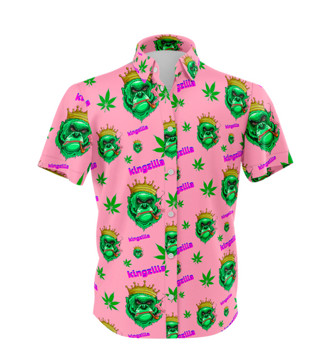Kingzilla Leaf Pink Shirt and Short Set, Pack of 5 Sizes Sets, 1-M, 1-L, 1-XL, 1-XXL, 1-XXXL
