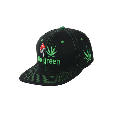 Mushroom Go Green Embroidered Snapback Hat 100% Cotton