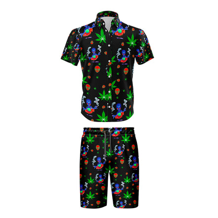 I Am Landing Leaf Black Shirt and Short Set, Pack of 5 Sizes Sets, 1-M, 1-L, 1-XL, 1-XXL, 1-XXXL