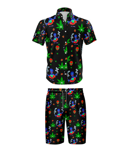 I Am Landing Leaf Black Shirt and Short Set, Pack of 5 Sizes Sets, 1-M, 1-L, 1-XL, 1-XXL, 1-XXXL