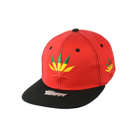 Rasta Leaf Good Vibes Embroidered Snapback Hat 100% Cotton
