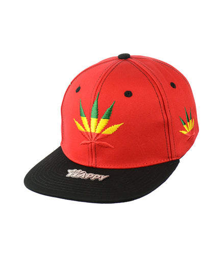 Rasta Leaf Good Vibes Embroidered Snapback Hat 100% Cotton