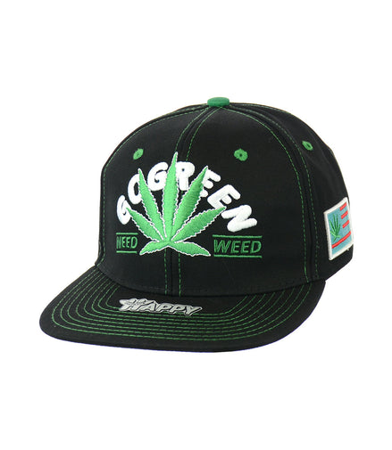 Go Green Leaf Embroidered Snapback Hat