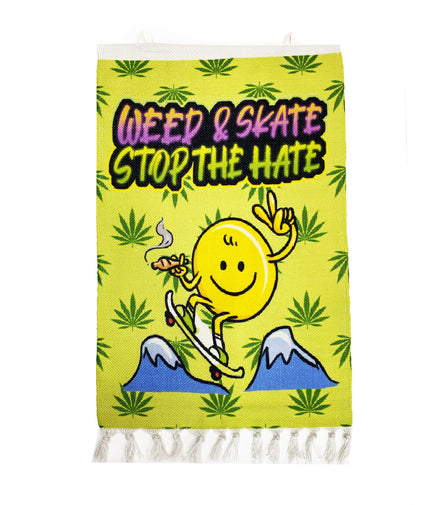 Weed & Skate Design Handloom Printed Wall Hanging Size 3ft x 2ft