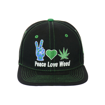 Peace Love Weed Hat Embroidered Snapback Hat