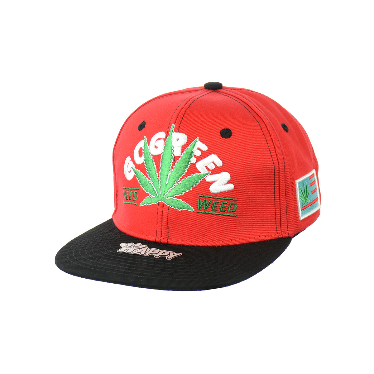 Go Green Leaf Embroidered Snapback Hat