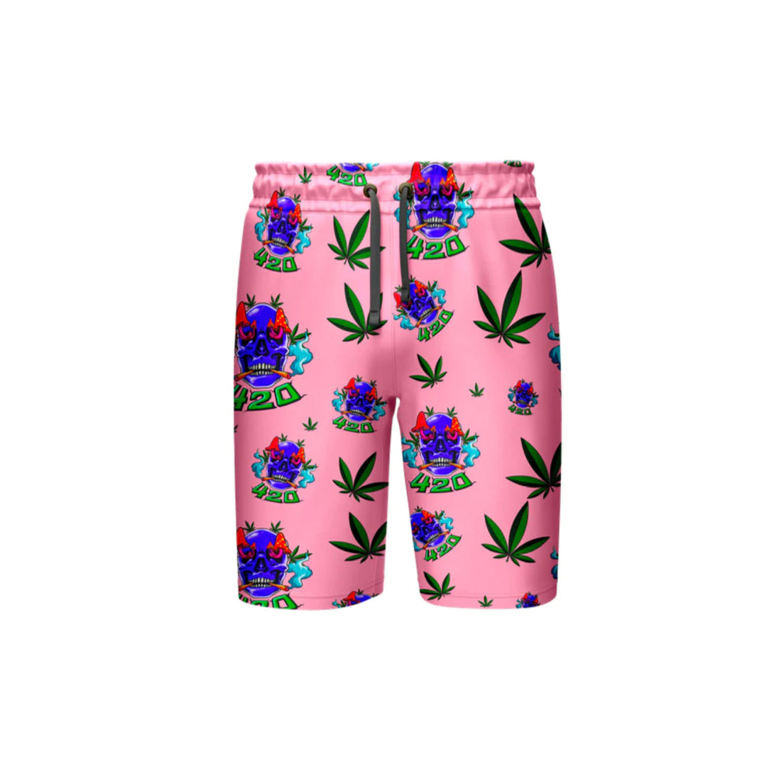 421 Skull Leaf Pink Short, Pack of 5 Sizes Sets, 1-M, 1-L, 1-XL, 1-XXL, 1-XXXL