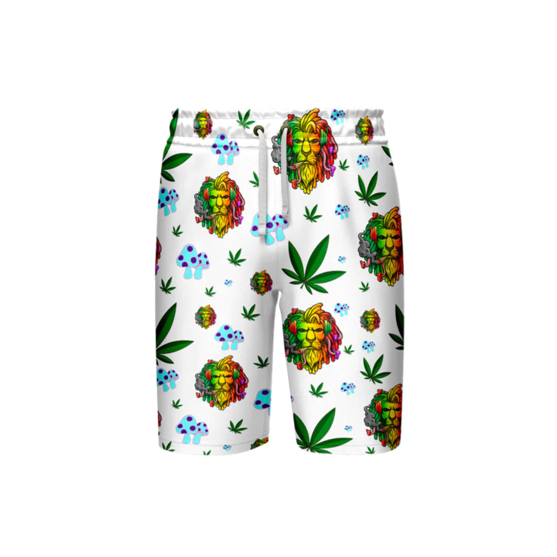 Lion Smoking Leaf White Short, Pack of 5 Sizes Sets, 1-M, 1-L, 1-XL, 1-XXL, 1-XXXL