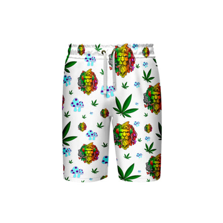 Lion Smoking Leaf White Short, Pack of 5 Sizes Sets, 1-M, 1-L, 1-XL, 1-XXL, 1-XXXL