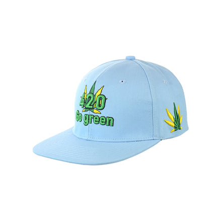 420 Go Green Embroidered Snapback Hat 100% Cotton
