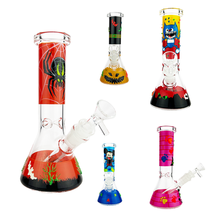 8" Glow In Dark Assorted Design Beaker