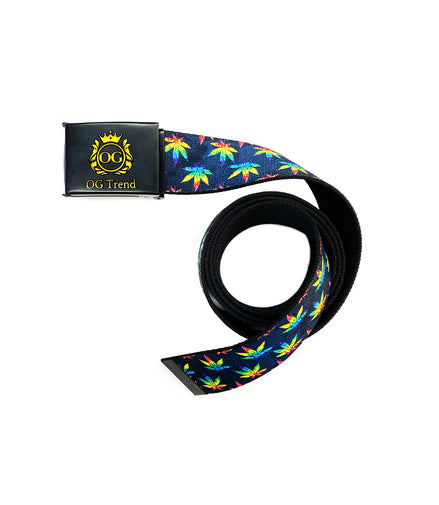 Unisex Adjustable Belt One Size All - Tye Dye Weed Leaf Prints