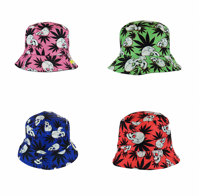 Skull Cannabis Life Design Bucket Hats Reversible Wear