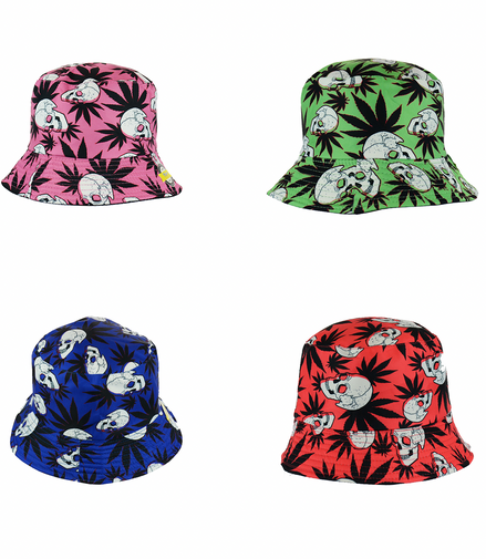 Skull Cannabis Life Design Bucket Hats Reversible Wear