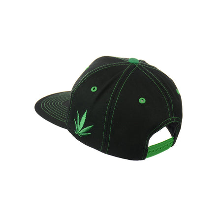Kush Leaf Embroidered Snapback Hat 100% Cotton
