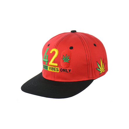 420 Good Vibes Only Embroidered Snapback Hat 100% Cotton