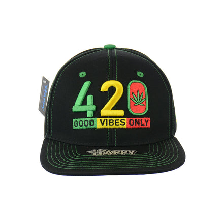 420 Good Vibes Only Embroidered Snapback Hat 100% Cotton