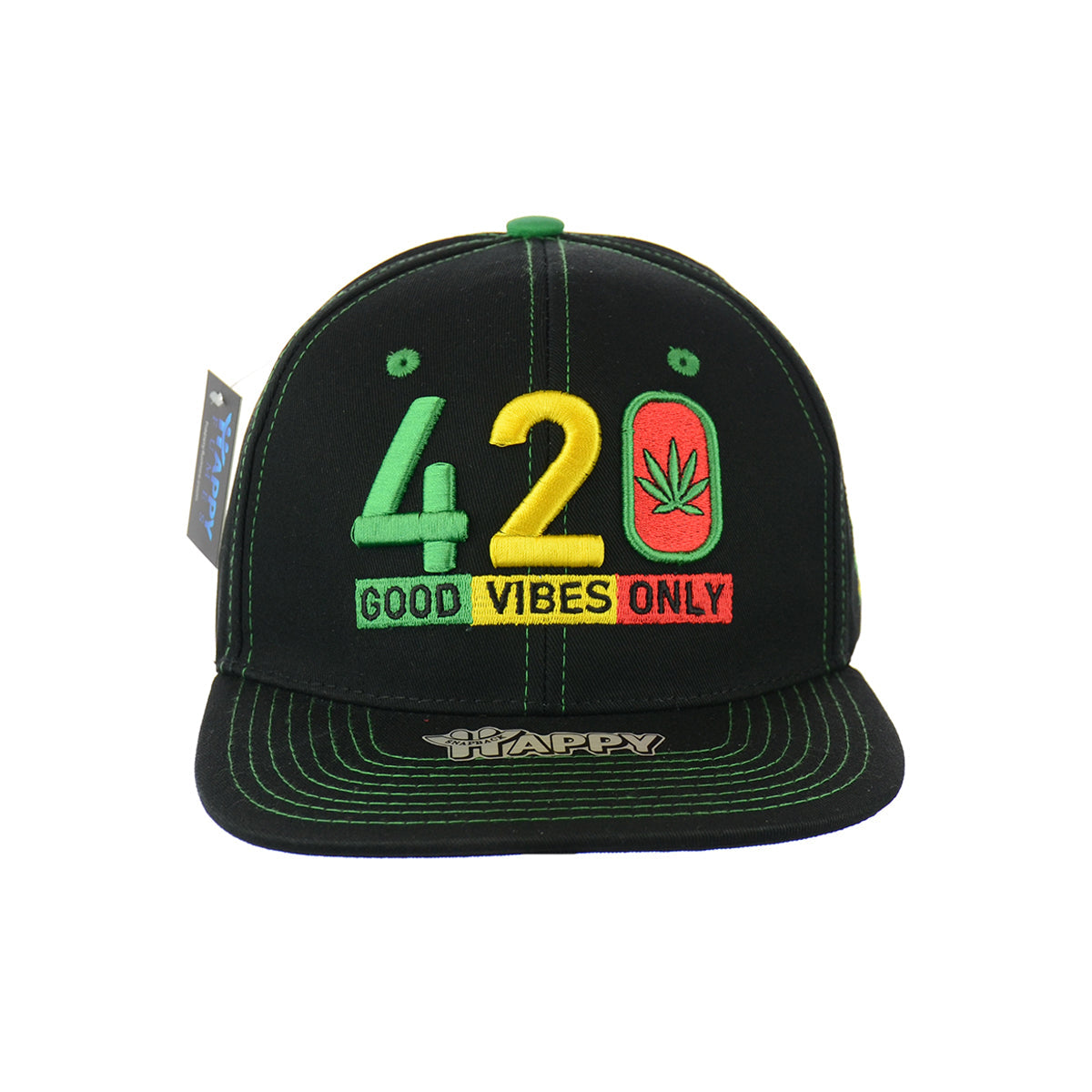 420 Good Vibes Only Embroidered Snapback Hat 100% Cotton