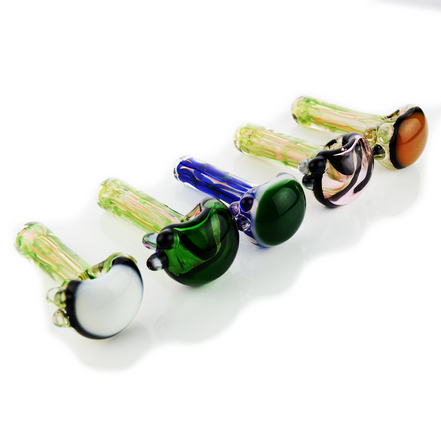 4.5" Hand Pipe Spoon with Zig Zag Line And Gold Fume Glass