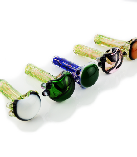4.5" Hand Pipe Spoon with Zig Zag Line And Gold Fume Glass