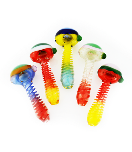 4.5" Hand Pipe Spoon Color Firt Glass Spiral Design