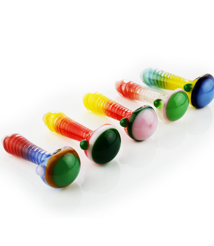 4.5" Hand Pipe Spoon Color Firt Glass Spiral Design