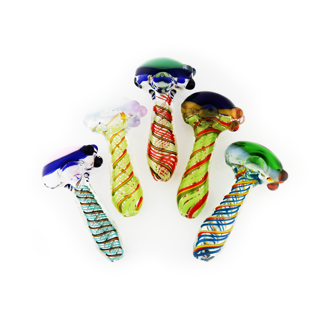 4.5" Hand Pipe Spoon Swirling Art Double Glass