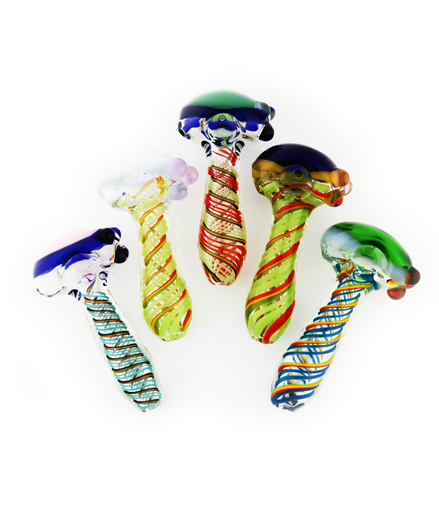 4.5" Hand Pipe Spoon Swirling Art Double Glass