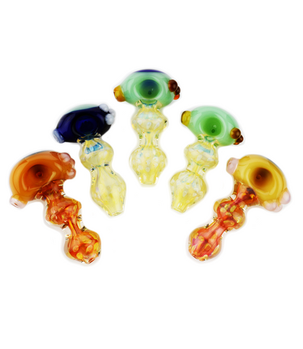 4.5" Hand Pipe Spoon Double Glass Silver Fumes with Ring and Slime Head