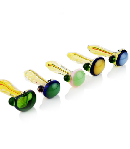 4.5" Hand Pipe Spoon Double Glass Silver Fume with Rasta Line