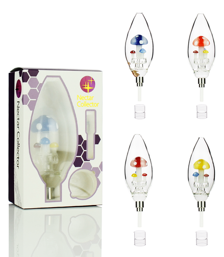 8" Mushroom Egg Oval Matrix Nectar Collector Dab Straw with Glass Jar and Ceramic Nail
