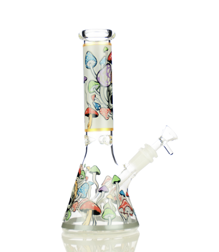 10" Mushroom Glow in Dark Beaker with 14mm Male Bowl