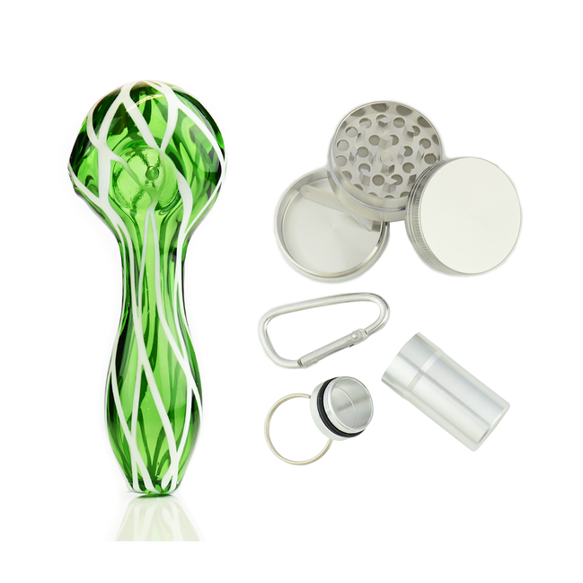 4" Hand Pipe Kit with 42mm Grinder and Stash Jar