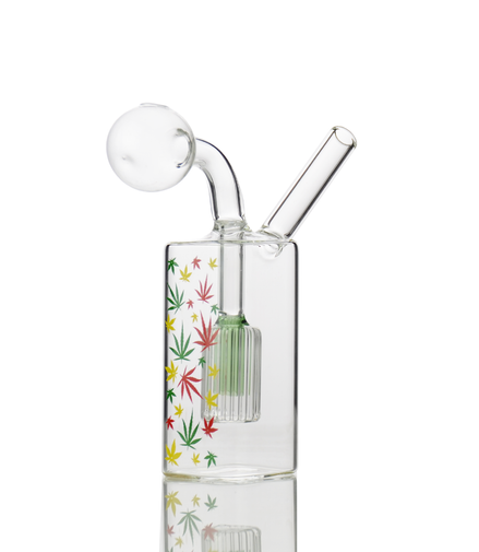 5" Oil Burner Water Pipe with Leaf Print