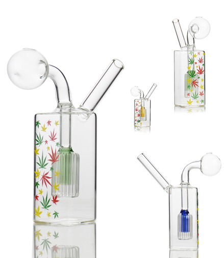 5" Oil Burner Water Pipe with Leaf Print