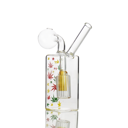 5" Oil Burner Water Pipe with Leaf Print