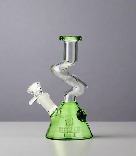 6" Zong Color Glass Base Water Pipe with 14mm Male Bowl