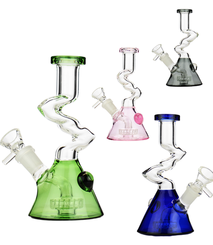 6" Zong Color Glass Base Water Pipe with 14mm Male Bowl