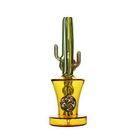 7" Cactus Water Pipe with Reversal Glass Art and 14mm Male Bowl