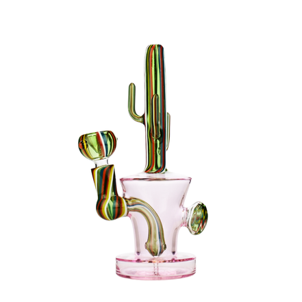 7" Cactus Water Pipe with Reversal Glass Art and 14mm Male Bowl