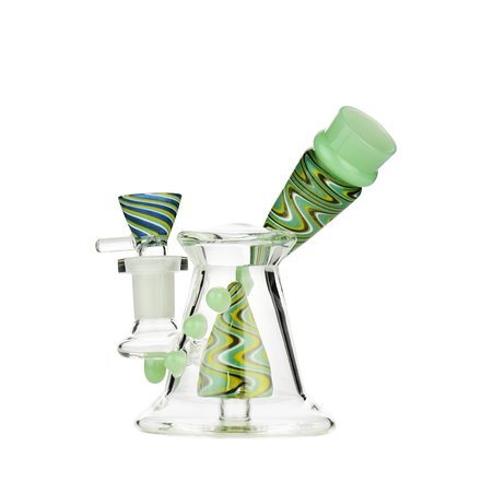 5" Side Neck Water Pipe with Reversal Art and 14mm Male Bowl