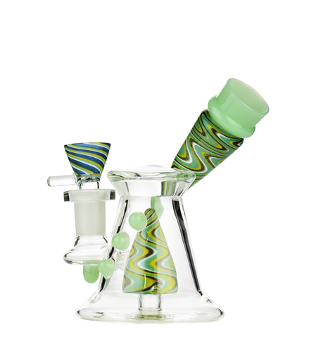 5" Side Neck Water Pipe with Reversal Art and 14mm Male Bowl