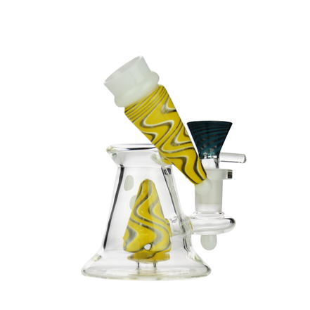 5" Side Neck Water Pipe with Reversal Art and 14mm Male Bowl