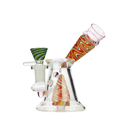 5" Side Neck Water Pipe with Reversal Art and 14mm Male Bowl