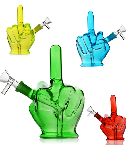 7" Middle Finger Water Pipe 14mm Male Bowl