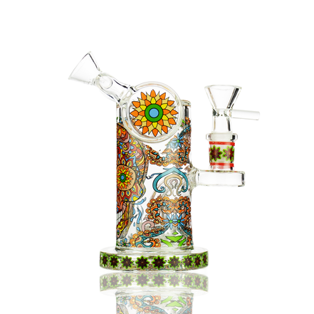 6.5" Recycler Day of The Dead Beaker with 14mm Male Bowls