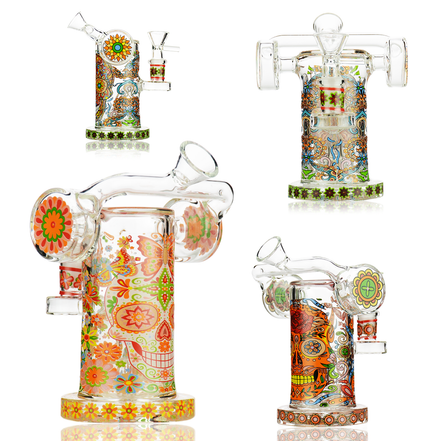 6.5" Recycler Day of The Dead Beaker with 14mm Male Bowls