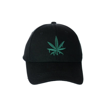 Drippy Weed Leaf Embroidered Black Baseball Hat