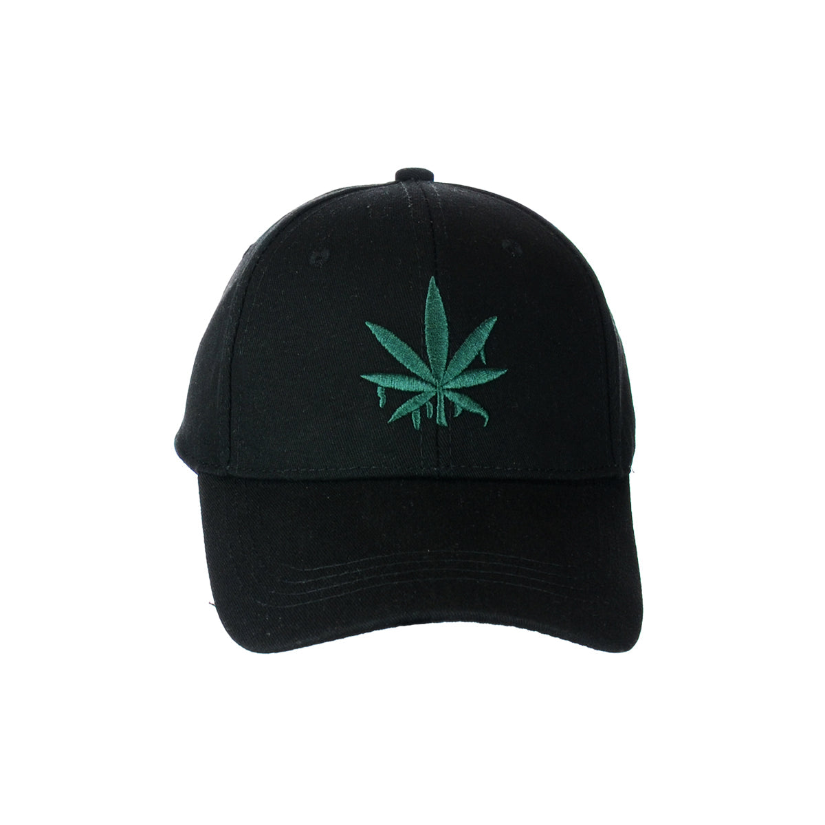 Drippy Weed Leaf Embroidered Black Baseball Hat