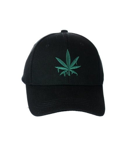Drippy Weed Leaf Embroidered Black Baseball Hat